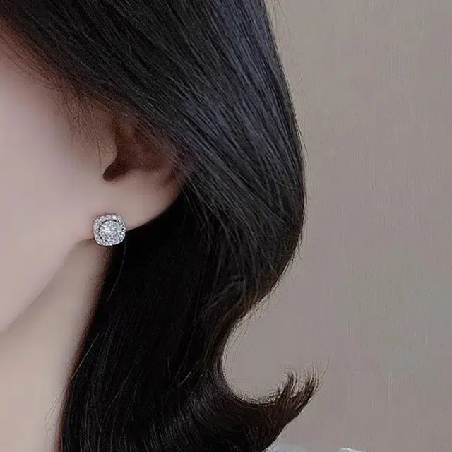 千桐 时尚简约精致 轻奢气质小方糖 合金 耳环 男女同款情侣款