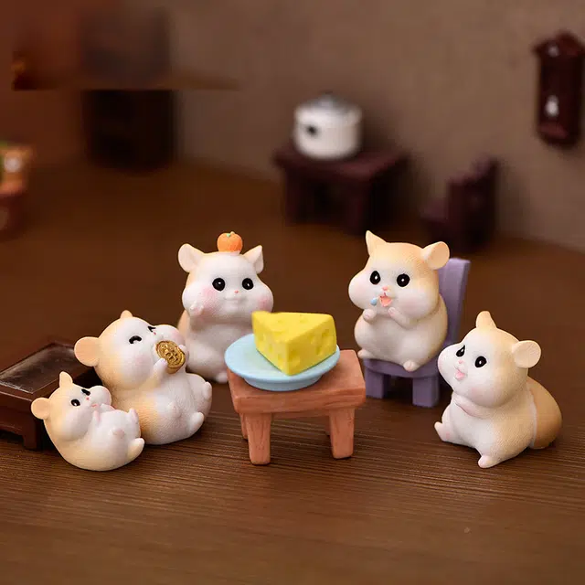 千桐 萌趣小仓鼠宝宝贪吃瓜子卡通玩偶桌面模型书包行李箱挂饰#好运 树脂 挂件 男女同款情侣款