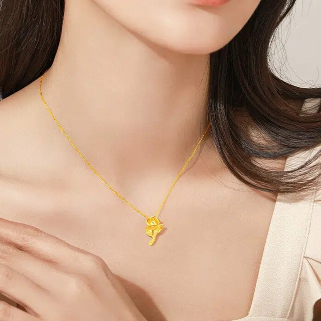 挚爱永恒 温柔精致小众玫瑰花 足金 一口价 黄金项链 女款