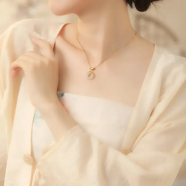 挚爱永恒 如意福运平安扣 新中式小众#好运 玉髓 项链 女款