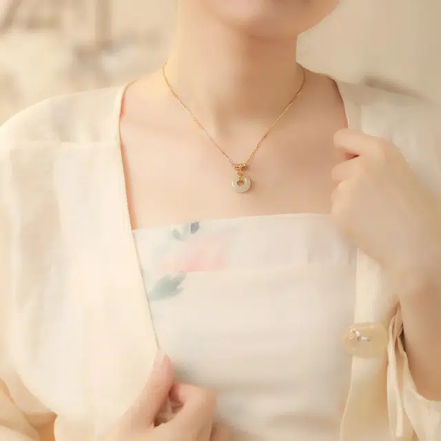 挚爱永恒 如意福运平安扣 新中式小众#好运 玉髓 项链 女款