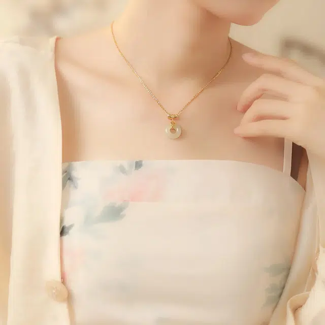 挚爱永恒 如意福运平安扣 新中式小众#好运 玉髓 项链 女款