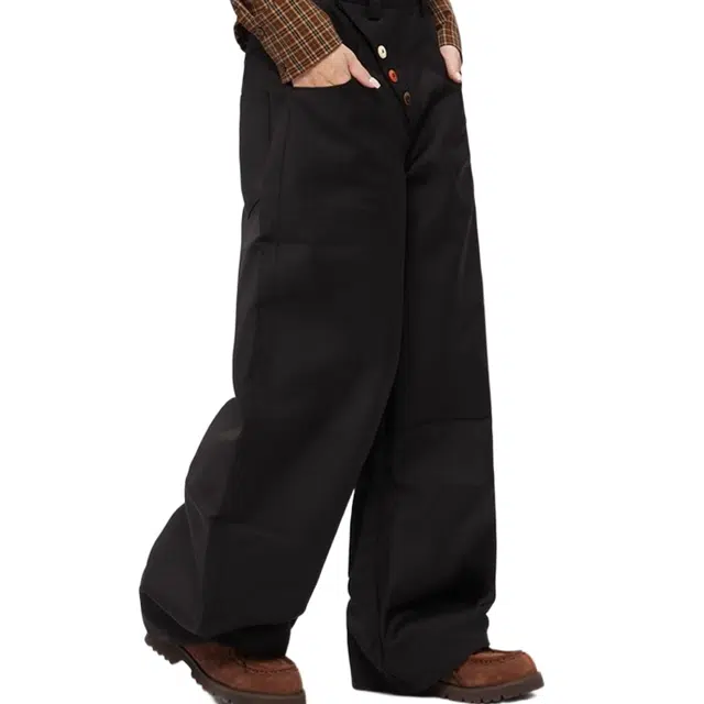 轻迎 复古老钱风彩色扣子休闲阔腿弯刀裤 西装裤 男款