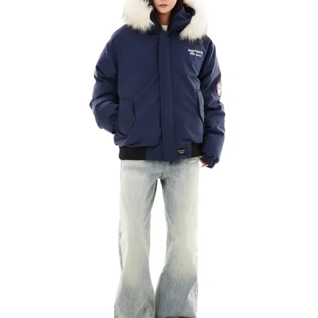 轻迎 美式复古工装毛领连帽棉服 男款