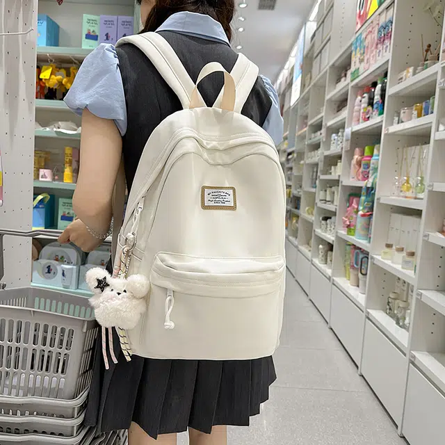 普乐威 韩版结实耐用纯色简约百搭通勤轻便 尼龙 双肩包 男女同款情侣款 多色