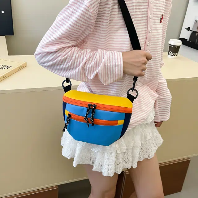普乐威 日系多功能撞色休闲时尚多层 尼龙 单肩斜挎包 常规 男女同款情侣款 多色