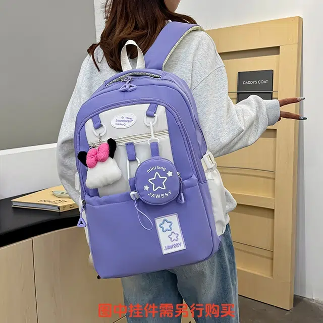 普乐威 韩版小众简约百搭初中高中大学上课高颜值轻便休闲旅游 尼龙 双肩包 男女同款情侣款 多色
