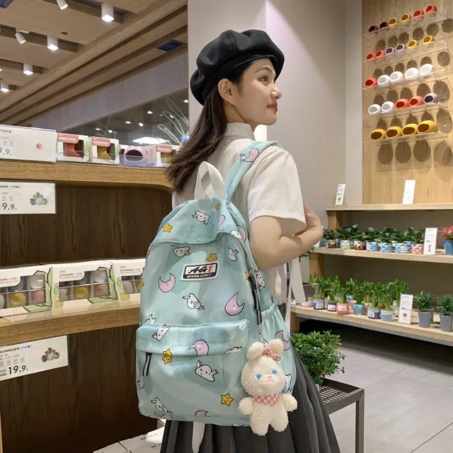 普乐威 可爱卡通甜美高颜值小众设计大容量上课通勤百搭 尼龙 双肩包 女款 多色