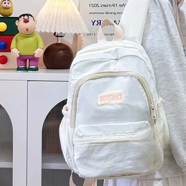 普乐威 高颜值日韩小清新纯色初中高中大学上课百搭通勤轻便休闲旅游 尼龙 双肩包 大号 男女同款情侣款 多色