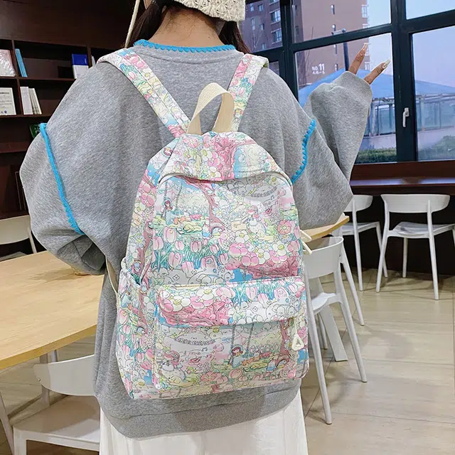 普乐威 日韩高颜值创意多巴胺甜美温柔风书包上课通勤百搭大容量轻便旅游 布 双肩包 常规 女款 多色