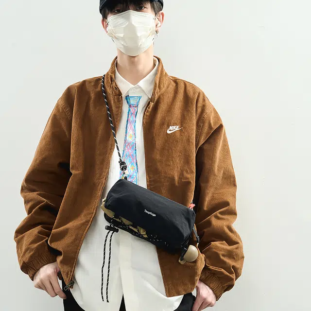 普乐威 时尚韩版便携运动通勤设计感休闲百搭机能潮牌 尼龙 单肩包 男女同款情侣款 苔藓绿/黑色