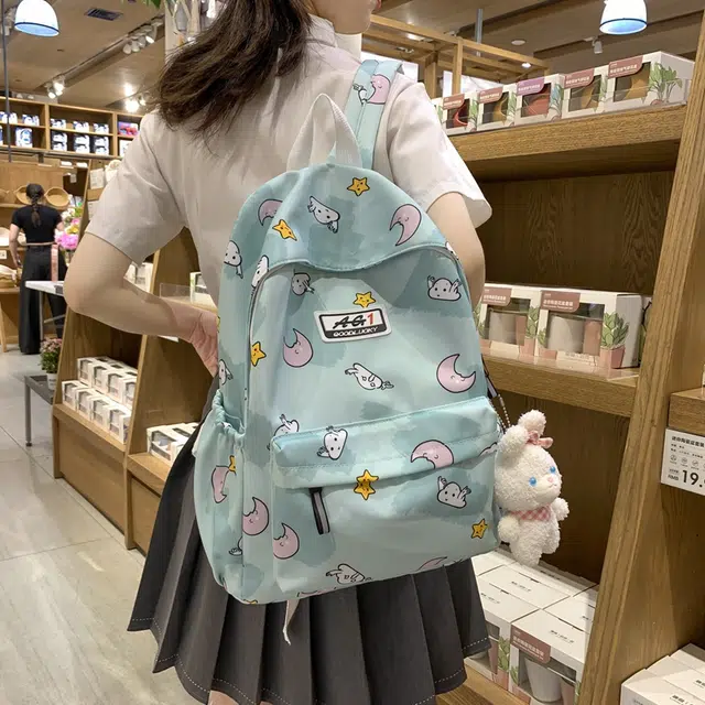 普乐威 可爱卡通甜美高颜值小众设计大容量上课通勤百搭 尼龙 双肩包 女款 多色