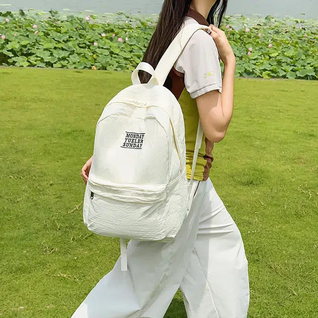 普乐威 韩版日系简约百搭个性慵懒风上课通勤书包大容量轻便休闲旅游 尼龙 背包双肩包 常规 男女同款情侣款 多色