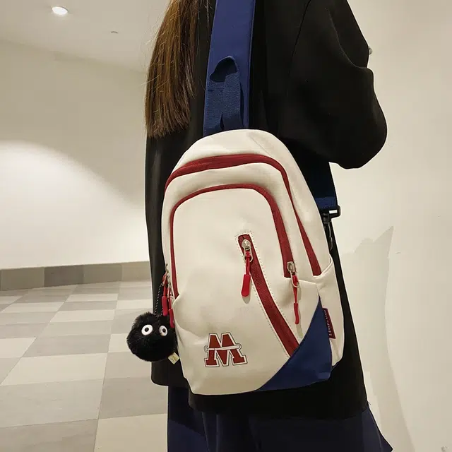 普乐威 时尚简约百搭运动学生个性潮流实用 尼龙 胸包 男女同款情侣款 白蓝红/白红色/黑色/蓝色
