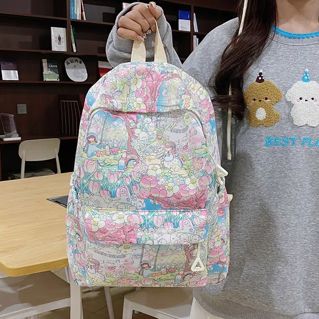 普乐威 日韩高颜值创意多巴胺甜美温柔风书包上课通勤百搭大容量轻便旅游 布 双肩包 常规 女款 多色