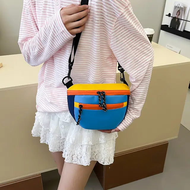 普乐威 日系多功能撞色休闲时尚多层 尼龙 单肩斜挎包 常规 男女同款情侣款 多色