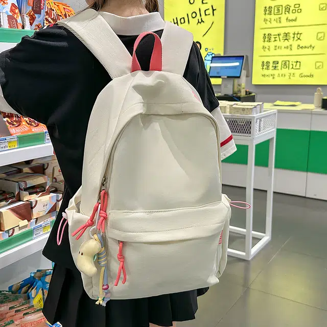 普乐威 韩版日系高颜值简约百搭上课通勤书包大容量轻便休闲旅游 尼龙 双肩包背包 常规 男女同款情侣款 多色