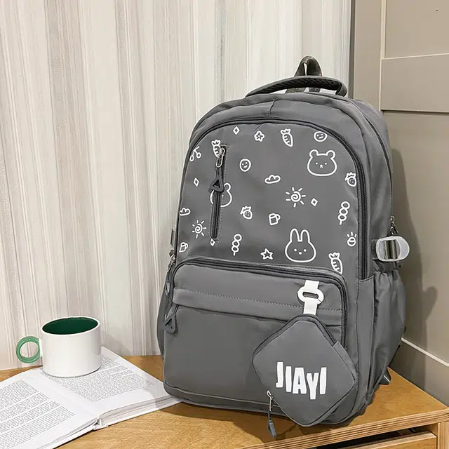 普乐威 小众甜美温柔小众兔子印花书包上课高颜值大容量轻便旅游 尼龙 双肩包 常规 女款 多色