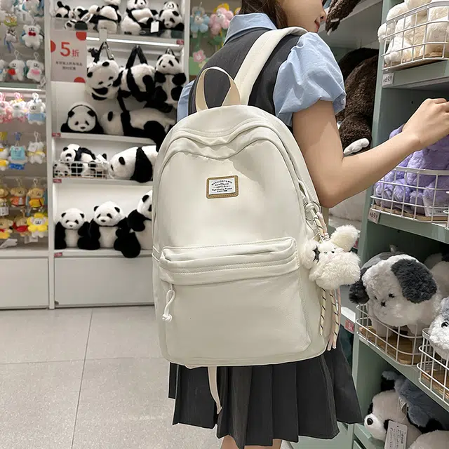 普乐威 韩版结实耐用纯色简约百搭通勤轻便 尼龙 双肩包 男女同款情侣款 多色