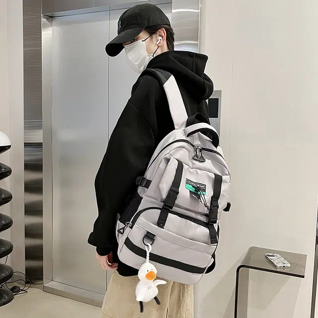 普乐威 简约百搭时尚高颜值多功能短途旅行工装风休闲大容量 尼龙 书包背包双肩包 常规 男女同款情侣款 多色