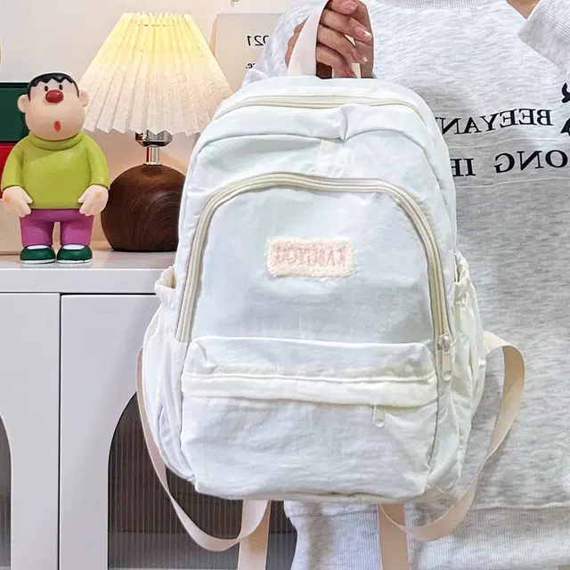 普乐威 高颜值日韩小清新纯色初中高中大学上课百搭通勤轻便休闲旅游 尼龙 双肩包 大号 男女同款情侣款 多色