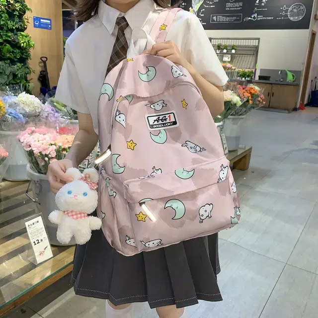 普乐威 可爱卡通甜美高颜值小众设计大容量上课通勤百搭 尼龙 双肩包 女款 多色