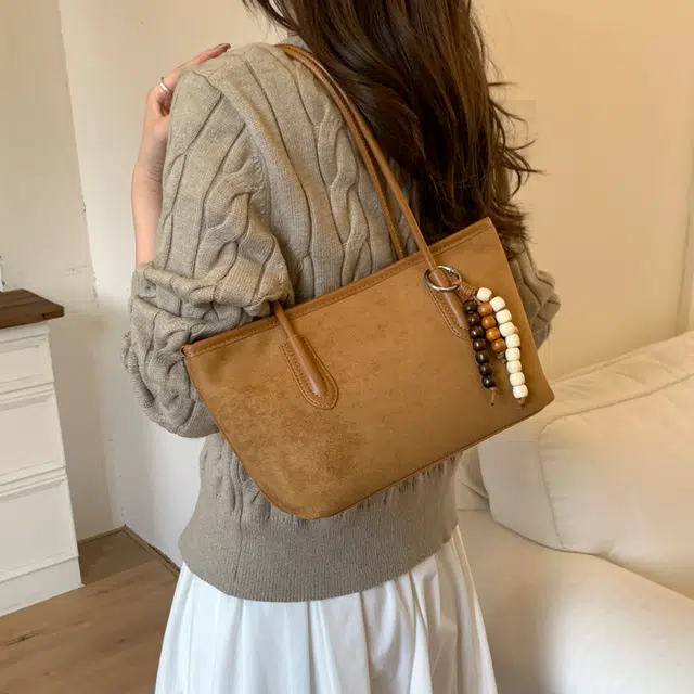 普乐威 时尚潮流美式复古美拉德高颜值甜美纯色高级感日常出游通勤 麂皮绒 单肩包 男女同款情侣款 多色