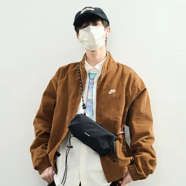 普乐威 时尚韩版便携运动通勤设计感休闲百搭机能潮牌 尼龙 单肩包 男女同款情侣款 苔藓绿/黑色