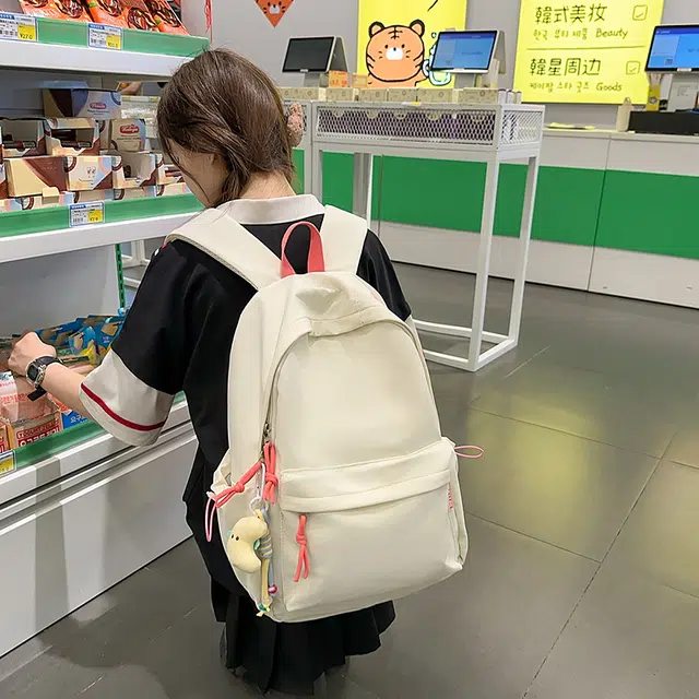 普乐威 韩版日系高颜值简约百搭上课通勤书包大容量轻便休闲旅游 尼龙 双肩包背包 常规 男女同款情侣款 多色