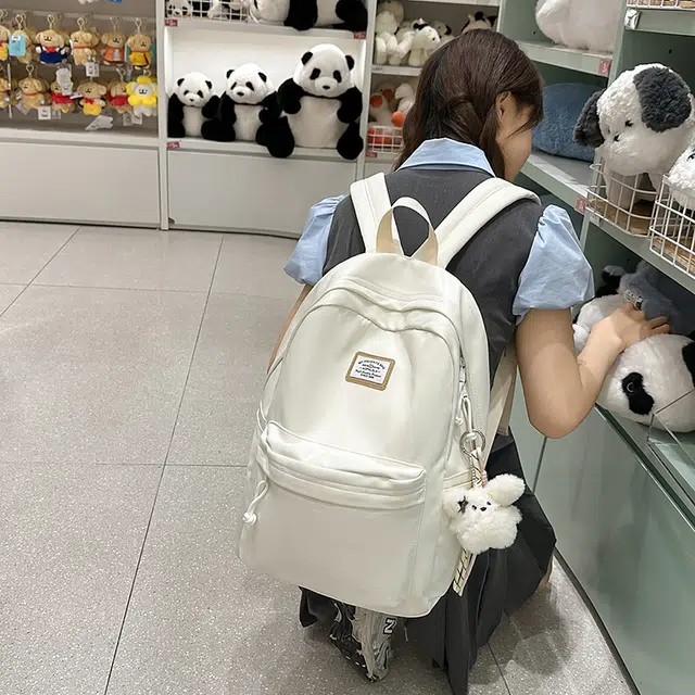 普乐威 韩版结实耐用纯色简约百搭通勤轻便 尼龙 双肩包 男女同款情侣款 多色