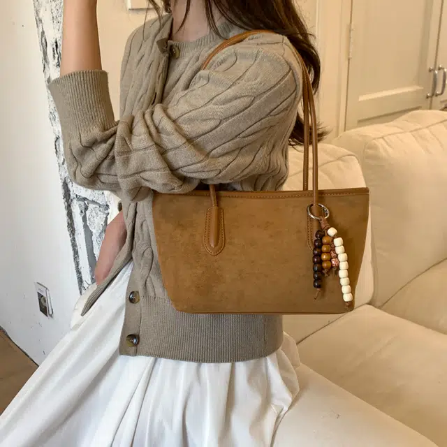 普乐威 时尚潮流美式复古美拉德高颜值甜美纯色高级感日常出游通勤 麂皮绒 单肩包 男女同款情侣款 多色