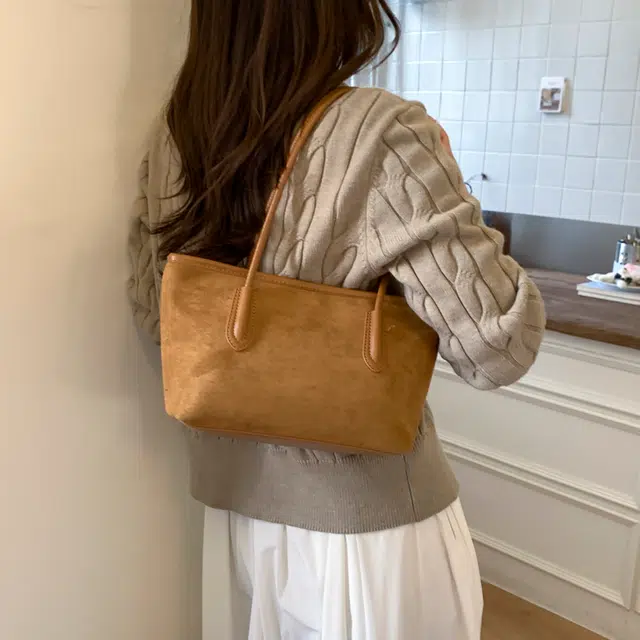 普乐威 时尚潮流美式复古美拉德高颜值甜美纯色高级感日常出游通勤 麂皮绒 单肩包 男女同款情侣款 多色