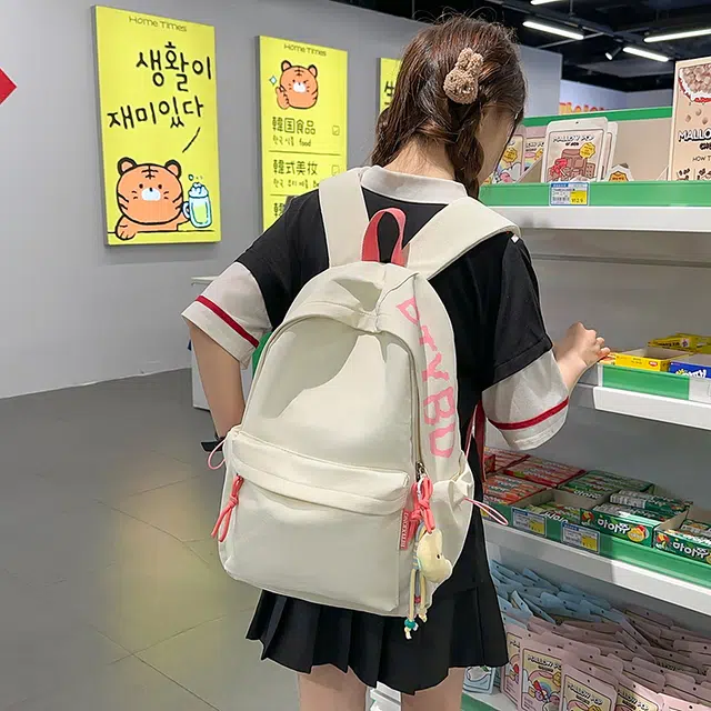 普乐威 韩版日系高颜值简约百搭上课通勤书包大容量轻便休闲旅游 尼龙 双肩包背包 常规 男女同款情侣款 多色