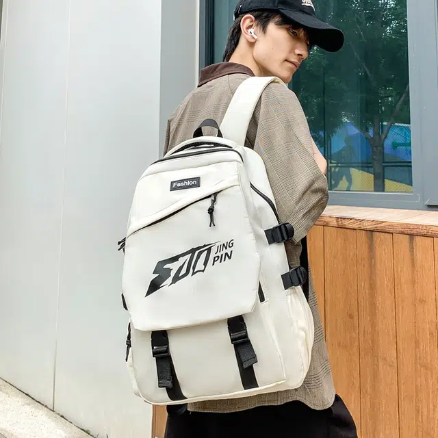 普乐威 美式小众字母时尚简约百搭大容量轻便 尼龙 双肩包 常规 男女同款情侣款 多色