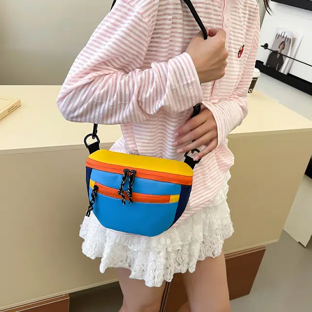 普乐威 日系多功能撞色休闲时尚多层 尼龙 单肩斜挎包 常规 男女同款情侣款 多色