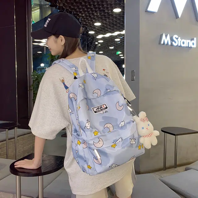 普乐威 可爱卡通甜美高颜值小众设计大容量上课通勤百搭 尼龙 双肩包 女款 多色