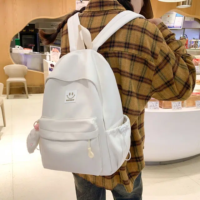普乐威 大学生日系森系初中生高中韩版简约百搭 尼龙 双肩包 大号 男女同款情侣款 多色