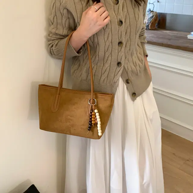 普乐威 时尚潮流美式复古美拉德高颜值甜美纯色高级感日常出游通勤 麂皮绒 单肩包 男女同款情侣款 多色
