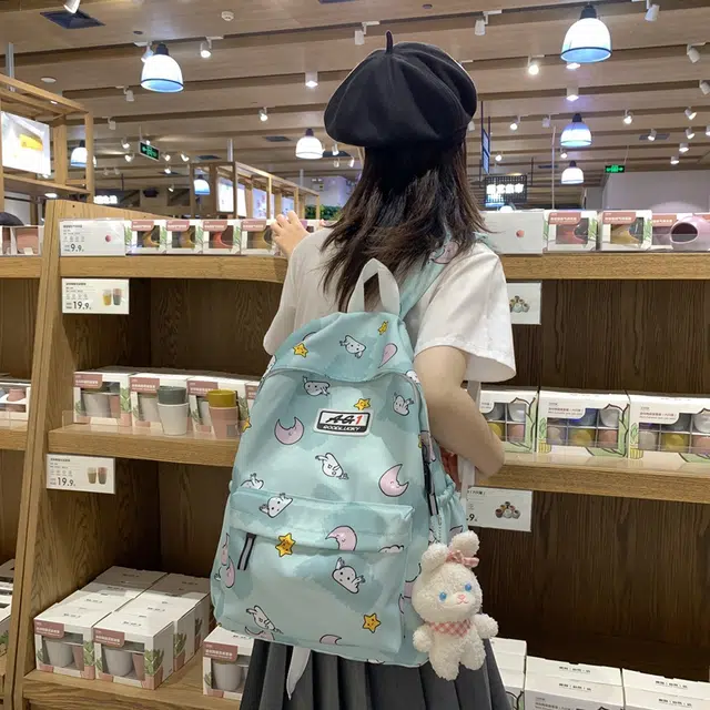 普乐威 可爱卡通甜美高颜值小众设计大容量上课通勤百搭 尼龙 双肩包 女款 多色
