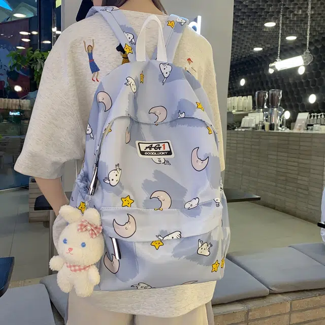 普乐威 可爱卡通甜美高颜值小众设计大容量上课通勤百搭 尼龙 双肩包 女款 多色