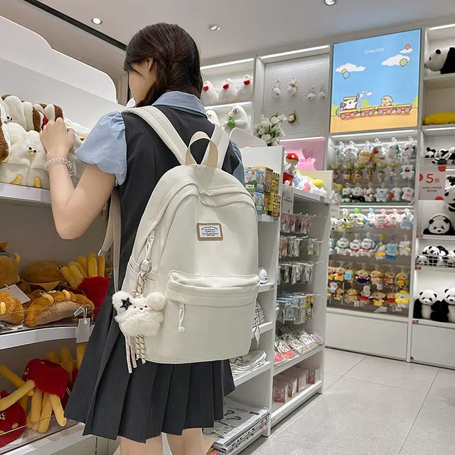 普乐威 韩版结实耐用纯色简约百搭通勤轻便 尼龙 双肩包 男女同款情侣款 多色