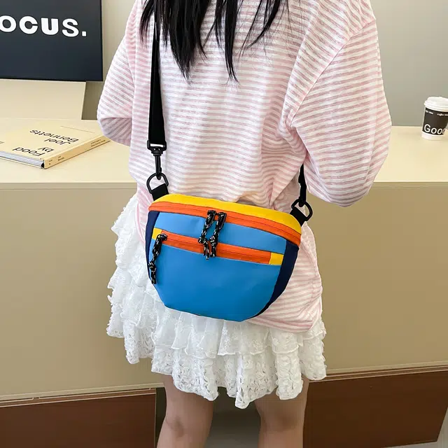 普乐威 日系多功能撞色休闲时尚多层 尼龙 单肩斜挎包 常规 男女同款情侣款 多色