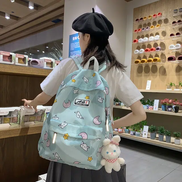 普乐威 可爱卡通甜美高颜值小众设计大容量上课通勤百搭 尼龙 双肩包 女款 多色
