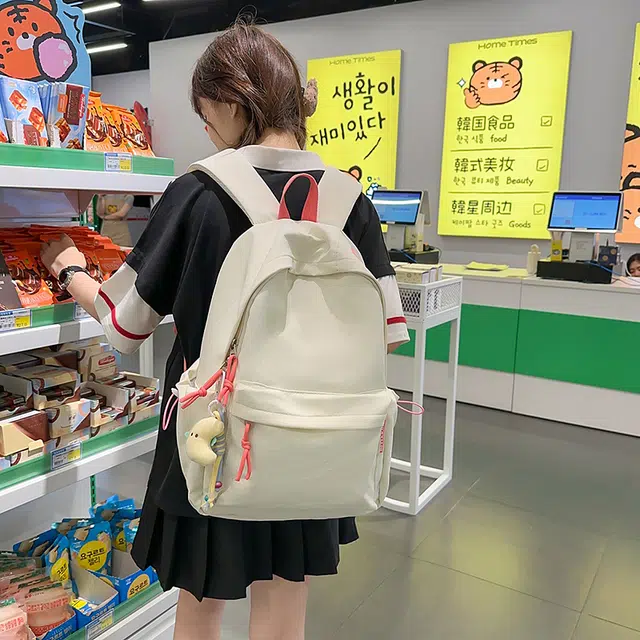 普乐威 韩版日系高颜值简约百搭上课通勤书包大容量轻便休闲旅游 尼龙 双肩包背包 常规 男女同款情侣款 多色