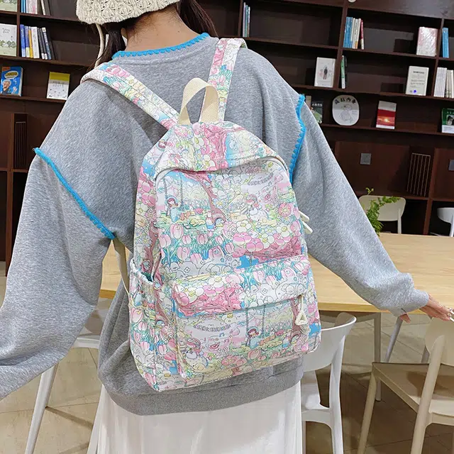 普乐威 日韩高颜值创意多巴胺甜美温柔风书包上课通勤百搭大容量轻便旅游 布 双肩包 常规 女款 多色