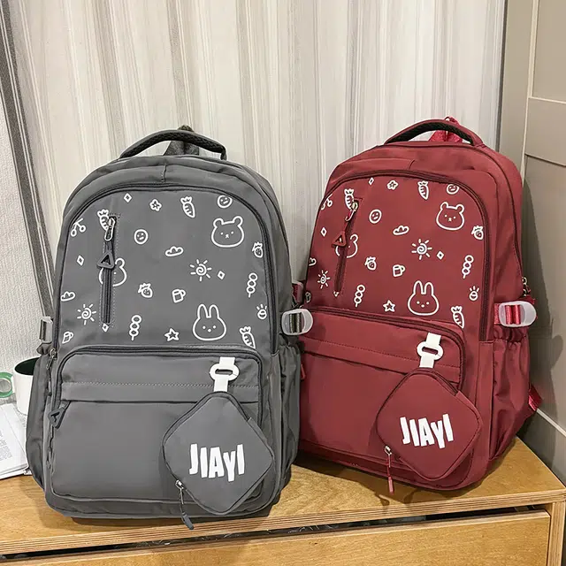 普乐威 小众甜美温柔小众兔子印花书包上课高颜值大容量轻便旅游 尼龙 双肩包 常规 女款 多色