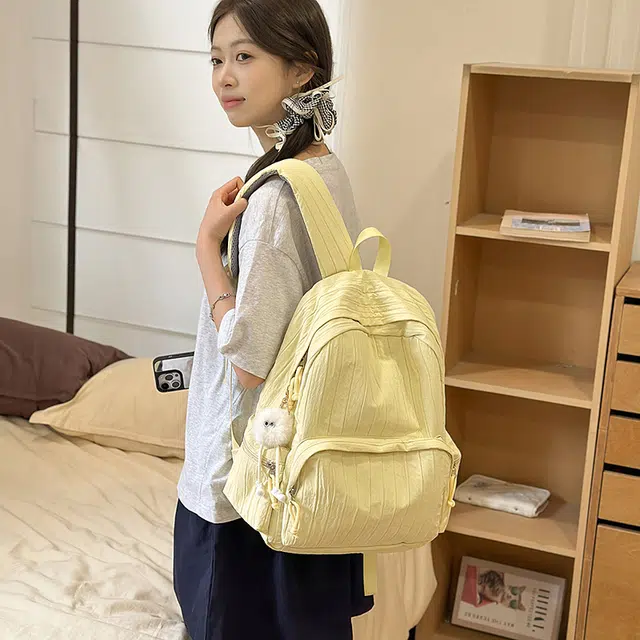 科物酷 简约纯色小清新百搭旅行 尼龙 双肩包 大号 男女同款情侣款 多色