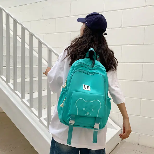 科物酷 韩版学院风高中初中可爱小熊背包 牛津布 双肩包 男女同款情侣款 多色