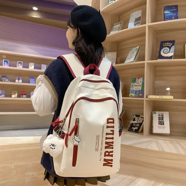 科物酷 百搭撞色初中高颜值背包高中大学设计感小众 尼龙 双肩包 男女同款情侣款 多色
