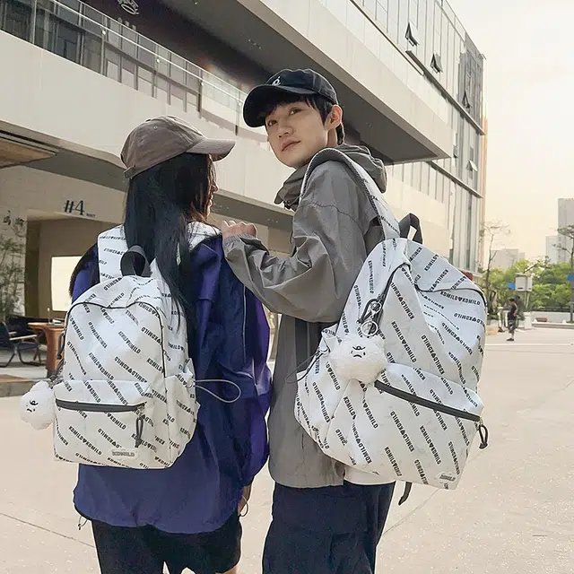 科物酷 高颜值书包大学生初中高中轻便大容量电脑背包轻便简约 尼龙 双肩包 男女同款情侣款 白色/黑色/粉色/绿色
